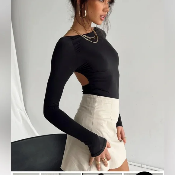 Princess Polly GATEWOOD LONG SLEEVE BODYSUIT BLACK size 12 - Picture 3 of 6